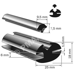 [1020000039] Tätningsprofil, 25 x 18 mm, 25 m rulle