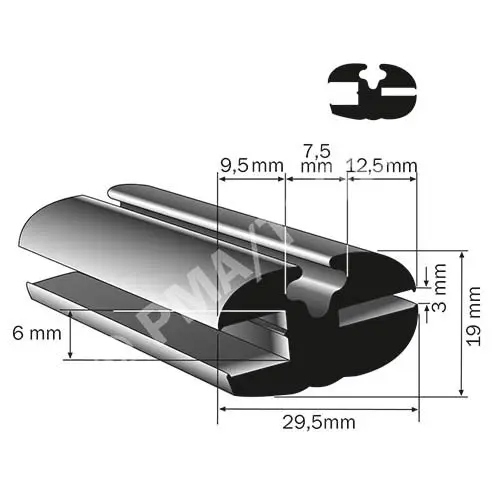 Tätningsprofil, 29,5 x 19 mm, 15 m rulle