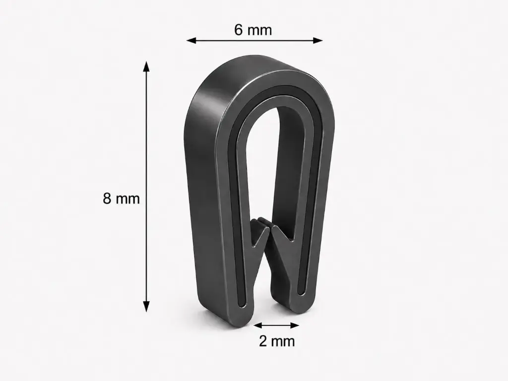 Svart flexibel PVC-grepprofil 6 x 8 mm, 50 m rulle