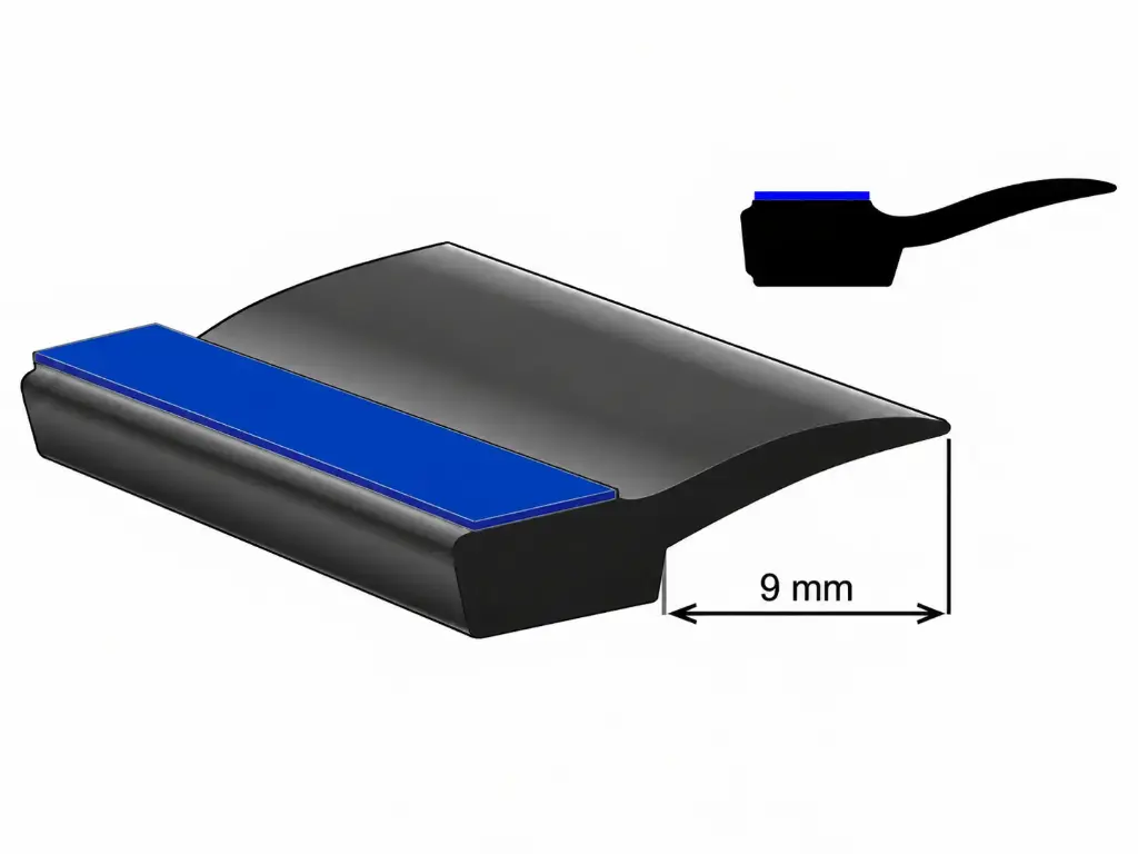 Underglass profile self-adh. with cover lip, 9 mm, 20 m roll