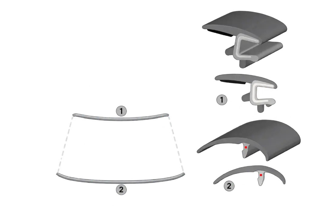 OPEL Zafira, A (T98), 1999-2005, windscreen moulding, top/bottom kit