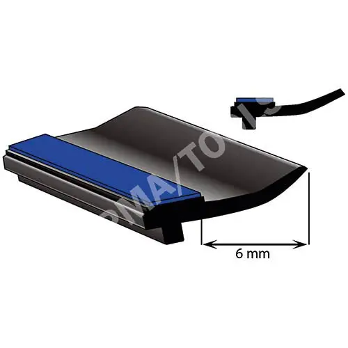 Underglass profile self-adh. with cover lip, 6 mm, 20 m roll