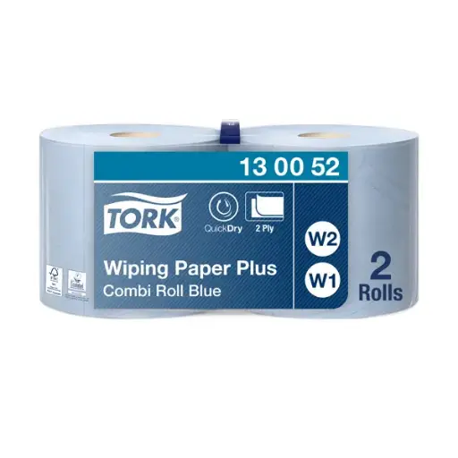 Tork Advanced Performance 420 W1/W2, 2 ply wiping paper plus, blue